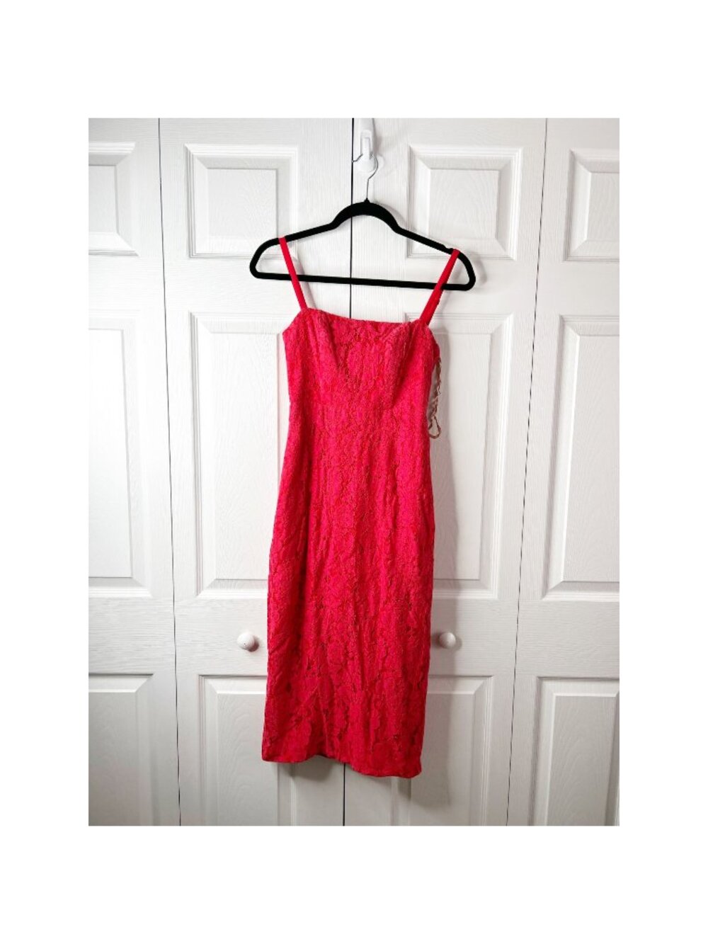 Fame & Partners The Max Red Floral Lace Sleeveless Midi Dress Women's Size 0